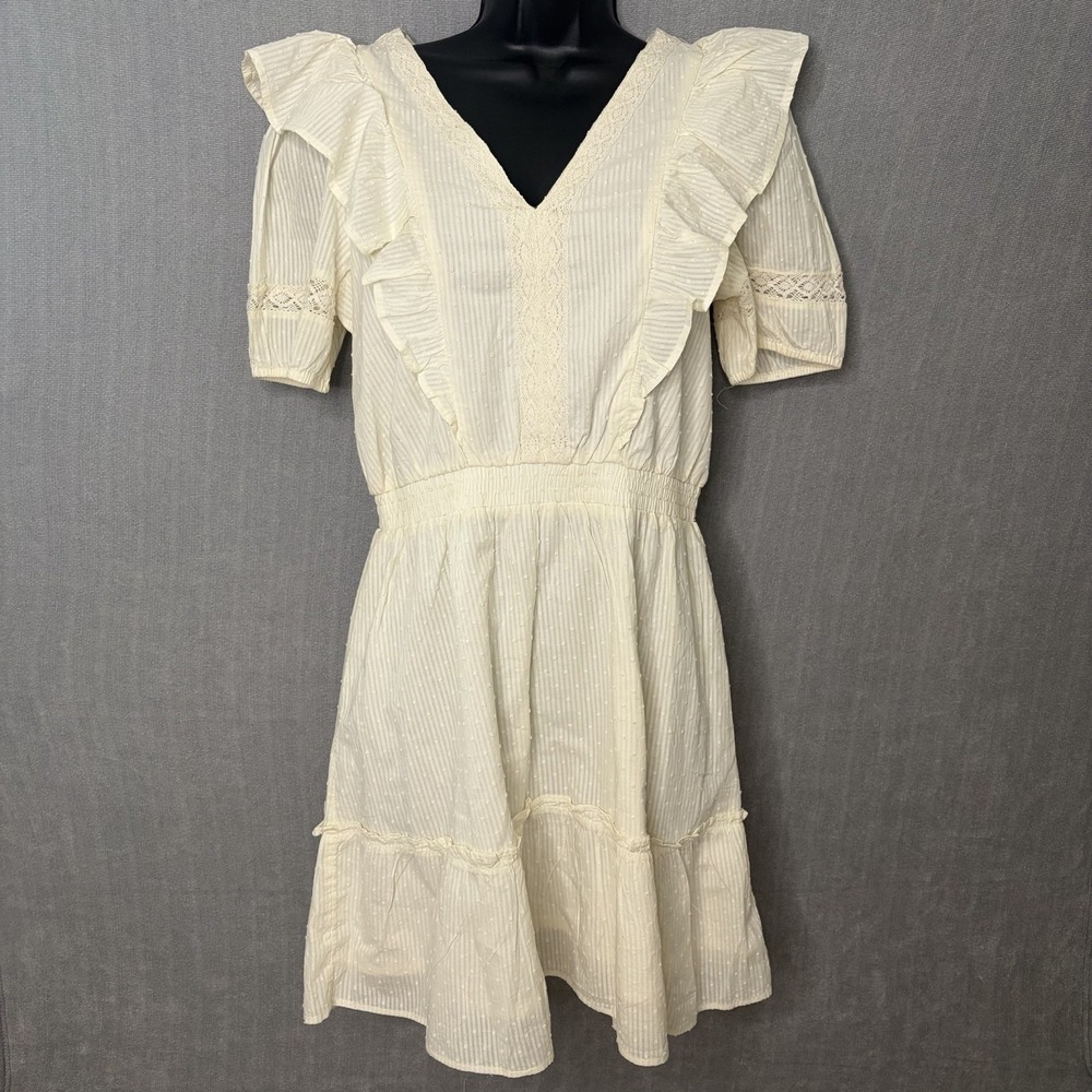 Lauren Conrad White Cottage Prairie Dress Size Small Ruffle Lace Midi Size Small